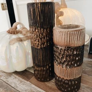 Modern brown textured ombré candle holders